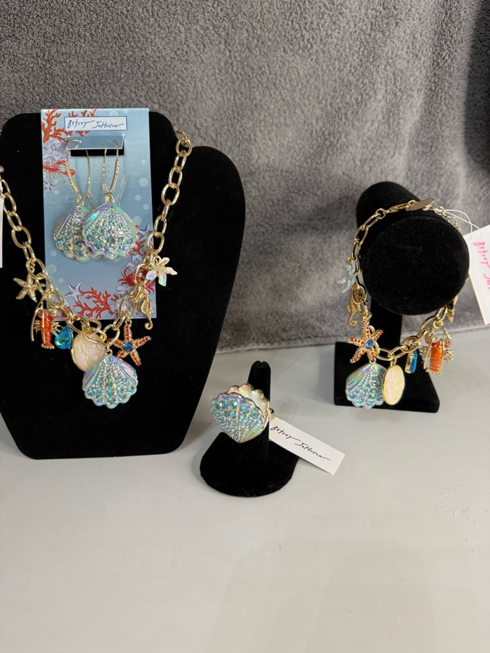 🐚Betsey Johnson Sea Life Ring, Necklace, Earrings and Bracelet